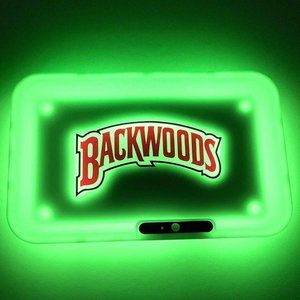 Backwood Green LED Rolling Tray Glow in Dark, Brand New with Box, USB Charger